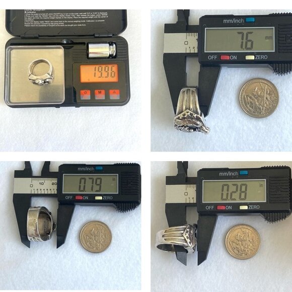 Sterling Silver 925 BGE Heavy Black Onyx Motorcycle Eagle Wide Band Ring Sz 9.5 - Picture 10 of 16